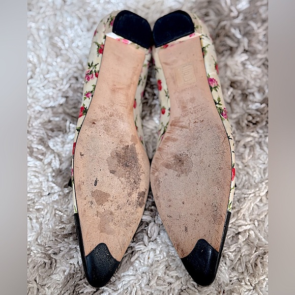 Vintage PRADA Pointed Toe Silk Leather English Cottage Rose Garden Flats 38.5 - Picture 7 of 7